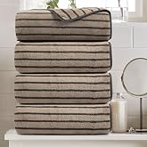Oliven 4 Piece Brown Cabana Stripe Large Bath Towels Oversized Bath Sheet Super Soft Breathable Jumbo Bathroom Towels Highly 