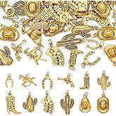 PH PandaHall 72pcs Western Cowboy Charms Gold Bracelet Charms 12 Styles Cowgirl Country Charm for Bracelets Boot Hat Horses Western Charms for Jewelry Making Necklace Earrings, 0.78~1.1"
