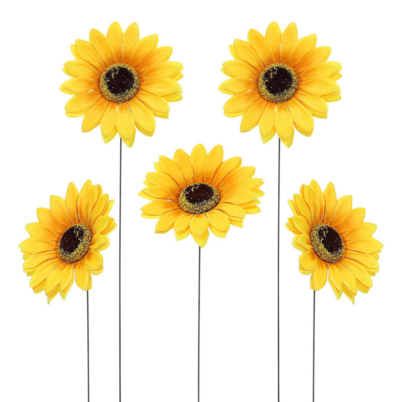 EXCEART Sunflower Lawn Sign 5pcs Metal Sunflower Stake Art Decor for Outdoor Patio Yard Lawn Garden Decoration Garden Stakes