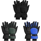LYDTICK 3 Pairs Winter Gloves for Kids Waterproof Snow Ski Gloves for Boys Girls Outdoor Toddler Mittens