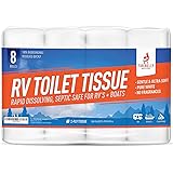 Firebelly Outfitters RV Toilet Paper, Septic Tank Safe-Made in The USA- 8 Rolls,2-Ply 500 Sheets - Fast Dissolve Bath Tissue 