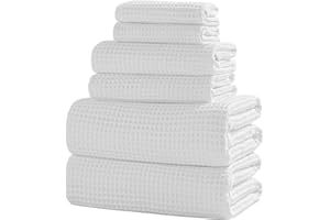 XIQ 40x80 Inch Oversized Bath Sheets Towels for Adults Waffle Weave Bath Towels Extra Large Sets Highly Absorbent Quick Dry Microfiber Towels (White,6PCS)