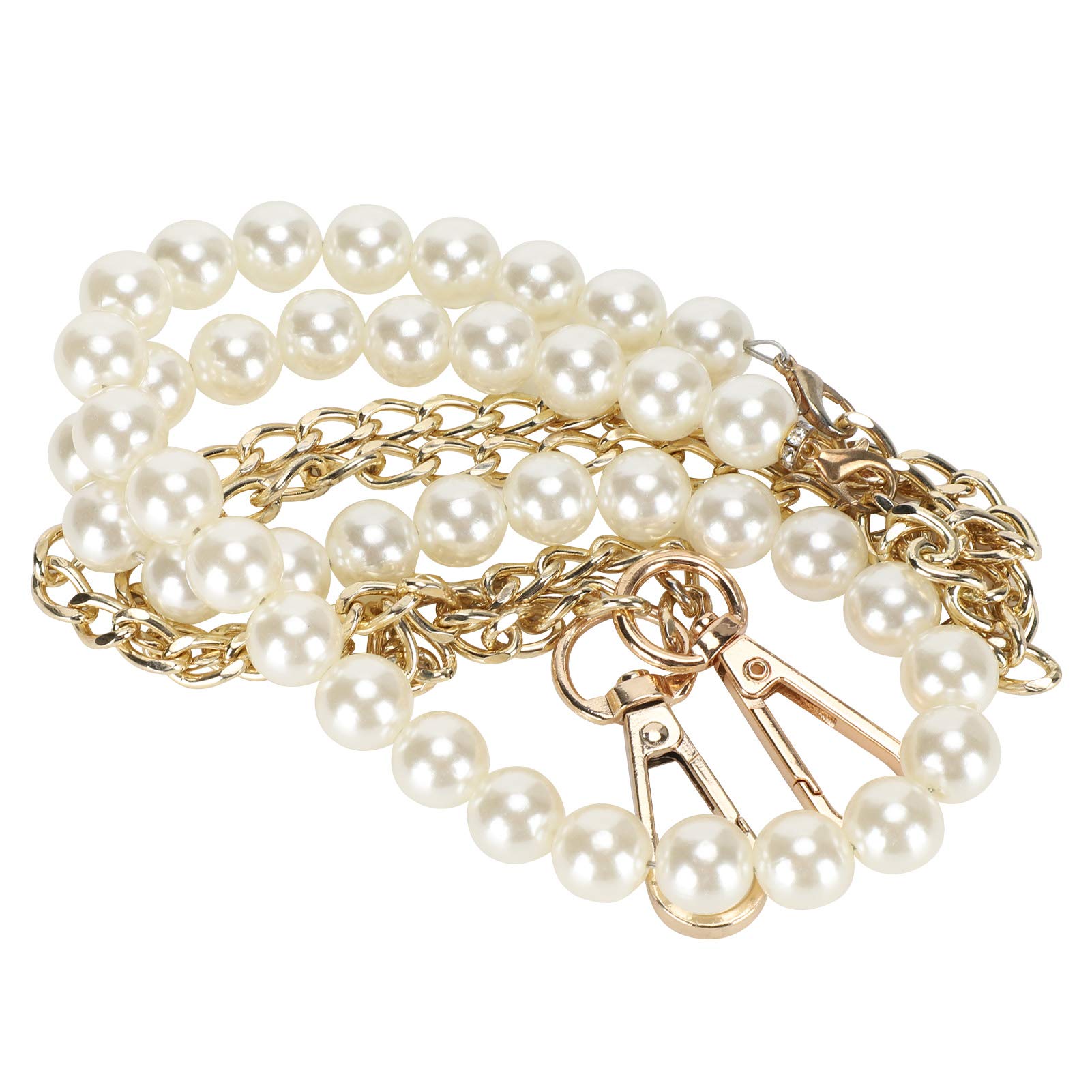 Imitation Pearl Bead Handle Faux Pearl Purse Chain Bag Chain Strap Replacement for Handbag Purse Wallet Crafts Making