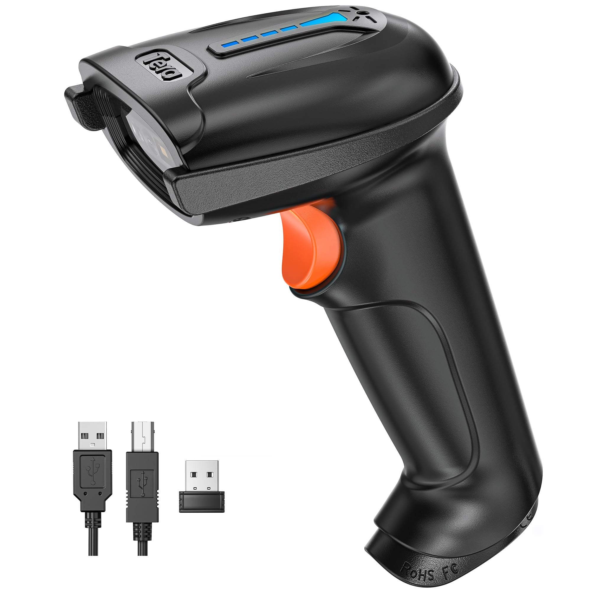 Tera 2D QR Barcode Scanner Wireless USB Wired 1D 2D Handheld Cordless Bar Code Reader for Digital/Printed Barcodes Works with Windows Mac Linux, D5100,Black