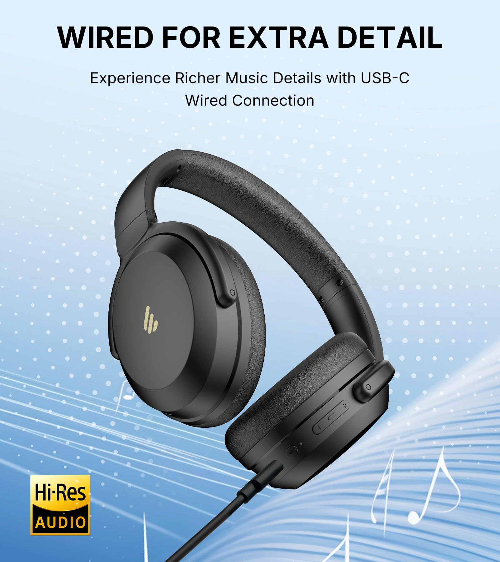 Edifier WH700NB Pro Kabellose Over-Ear Kopfhörer mit -43dB Aktiver Geräuschunterdrückung, Hi-Res Audio, AAC, Bluetooth V5.4, Multi-Point-Verbindung, AI-Klare Anrufe, Schnellladung, Faltbar - Elfenbein 7