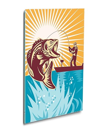 Amazon Com Largemouth Bass Fisherman Fishing Rod Acrylic Print
