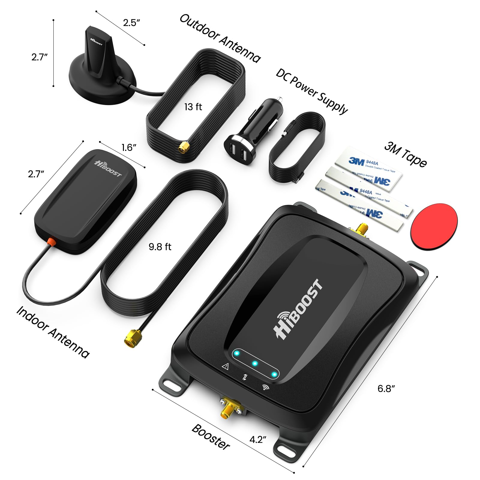HiBoost Vehicle Cell Phone Signal Booster| 5G 4G LTE | Boosts for All U.S. Carriers Verizon AT&T T-Mobile US Cellular | Magnetic Roof Antenna | Signal Booster for Car SUV Van Pickup FCC Approved