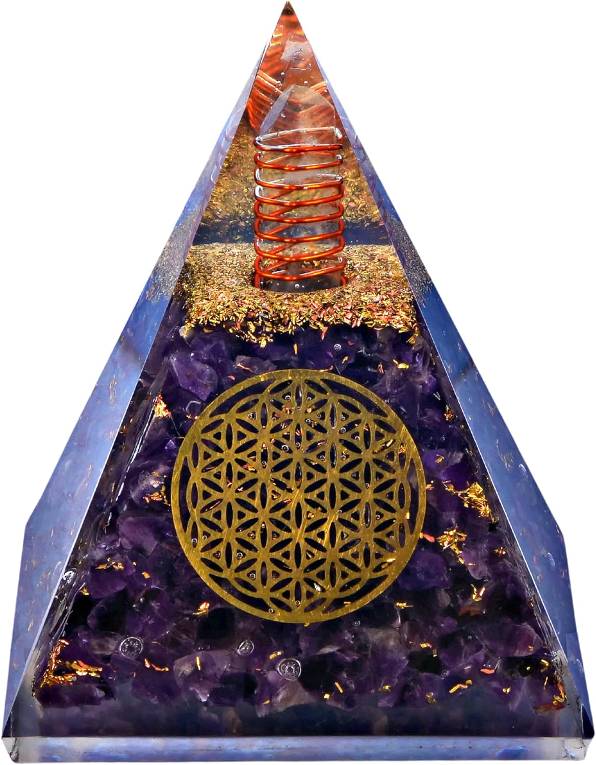 Mixed Media - Orgone Pyramid Positive Energy, Organite Orgone Pyramid Handmade Amethyst Chakra Crystal Pyramid, Orgonite Pyramid for Success, Healing Crystals for Wisdom and Power Energy Generator Crystal Pyramids