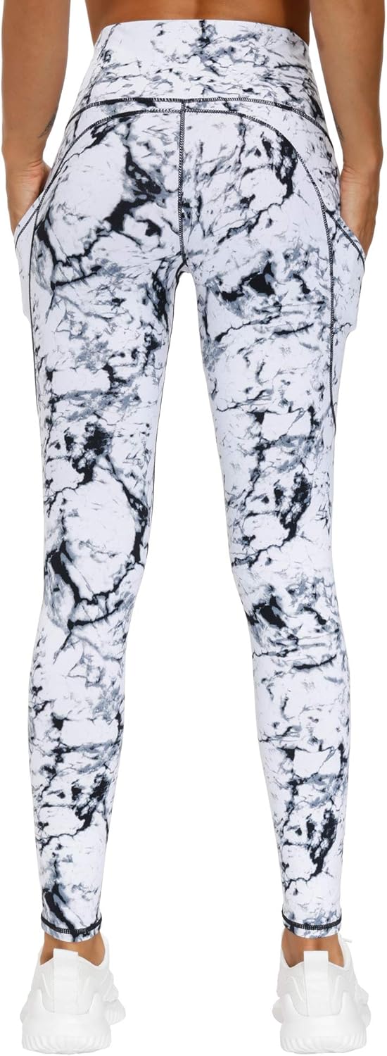 THE GYM PEOPLE Thick High Waist Yoga Pants with Pockets, Tummy Control Workout Running Yoga Leggings for Women: Clothing