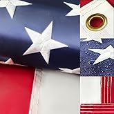 American Flag for Outside 3x5 Ft Embroidered Stars USA Flag Striped patchwork sewing Heavy Duty Waterproof UV Resistant with Brass Grommets Tear Resistant US Flags for Outdoors (3x5)