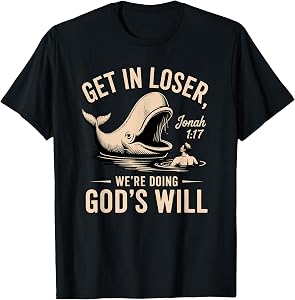 Jonah 1:17 Funny Whale Bible Verse Design T-Shirt