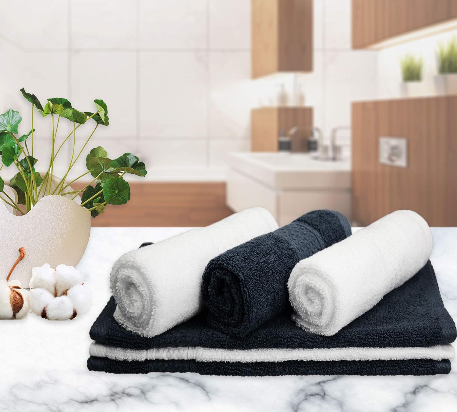 Cleanbear Face-Cloth Washcloths Set,100% Cotton, High Absorbent, 6-Pack 6 Colors, Size13 x13-deep Color: Home & Kitchen