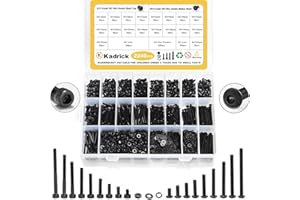 Kadrick Metric Screws Assortment,2240 Pcs M3 Screws Nuts Washers Assortment M3x4MM-35MM, Hex Socket Button & Cap Head M3 Machine Bolts Kit, 12.9 & 10.9 Grade Black Alloy Steel for 3D Printing