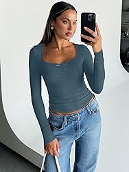 Trendy Queen Womens Long Sleeve Tops Crop Cute Top