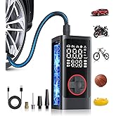 Pumptiva Tire Inflator Portable Air Compressor, Cordless Air Pump for Car Tires, 150PSI Portable Tire Inflator for Car with Auto Stop & LED Lights for SUV Sedan Motorcycle Bike Bicycle Ball