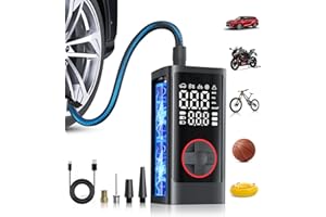 Pumptiva Tire Inflator Portable Air Compressor, Cordless Air Pump for Car Tires, 150PSI Portable Tire Inflator for Car with Auto Stop & LED Lights for SUV Sedan Motorcycle Bike Bicycle Ball