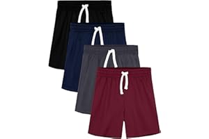Aikuco 4 Pack Boys Shorts Toddler Boys Athletic Shorts with Drawstring Kids Basketball Soccer Shorts for Summer Sports