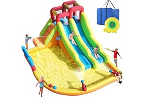 RELUNCH Inflatable Water Slide Double Water Slide,14.5x12FT Water Slide Park for Racing Fun