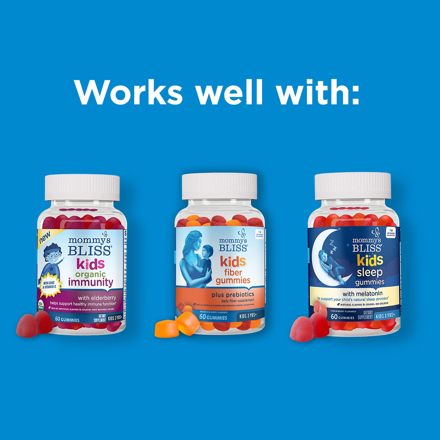 Mommy’s Bliss Kids Probiotic + Prebiotic Gummies, Supports Immunity & Digestive Health, 1 Billion CFU Per Gummy, Berry Flavor, Ages 2 Years+, 45 Count