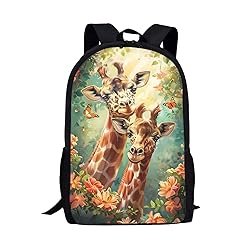 HUGS IDEA 17 Inch Funny Giraffe Floral Backpack
