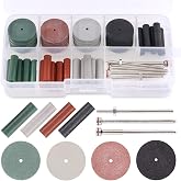 Swpeet 46Pcs Polishing Wheels Kit, 40Pcs 4 Colors Mixed Lab Beauty Silicone Rubber Polishing Wheels and Polishing Particle + 6 Mandrel Shank Perfect for Rotary Hand Pieces Rotary Tool