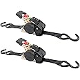 Erickson 34415 Pro Series Black Retractable Ratcheting Tie-Down Strap (Pack of 2, 1" x 10')