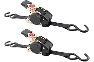Erickson Pro Series 1in x 10ft Black Retractable Ratcheting Tie-Down Straps, Heavy-Duty Secure Hold, 1500 lb Load Capacity, Pack of 2