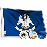 STREBAN Louisiana Flag 3x5 Outdoor - Embroidered Design Heavy Duty Polyester LA Flag with Sewn Stripes, Brass Grommets