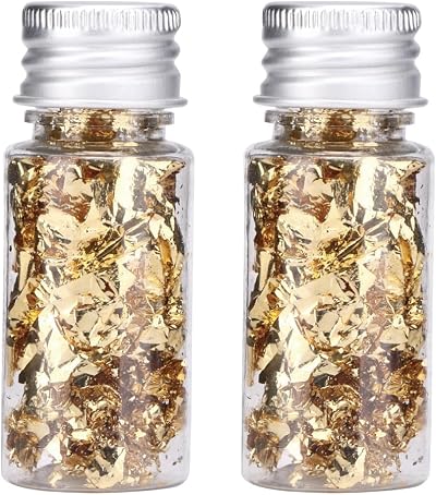 Tiiyee 2 Bottled 24K Edible Gold Leaf Sheets for Cake Decor and Arts