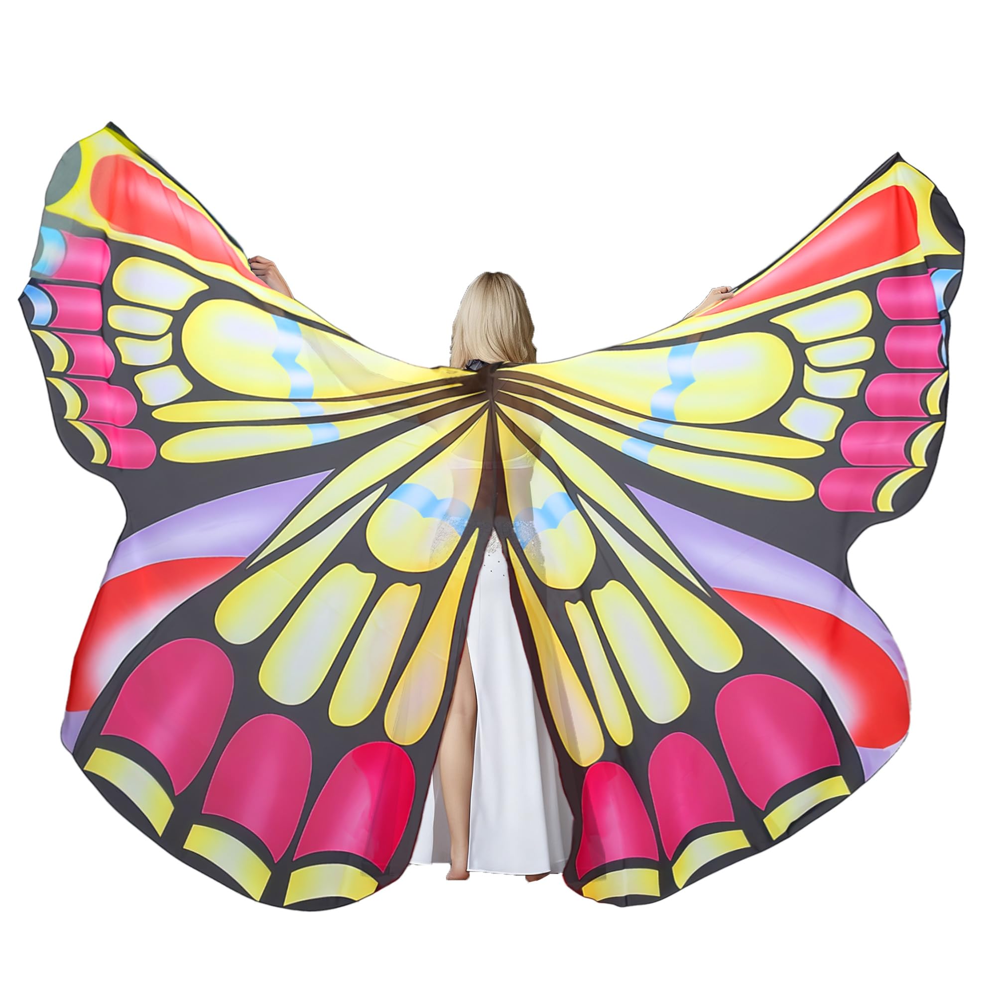 MUNAFIE Belly Dance Wings Halloween Christmas Party Colorful Butterfly Wings Performance Costumes - - Adult