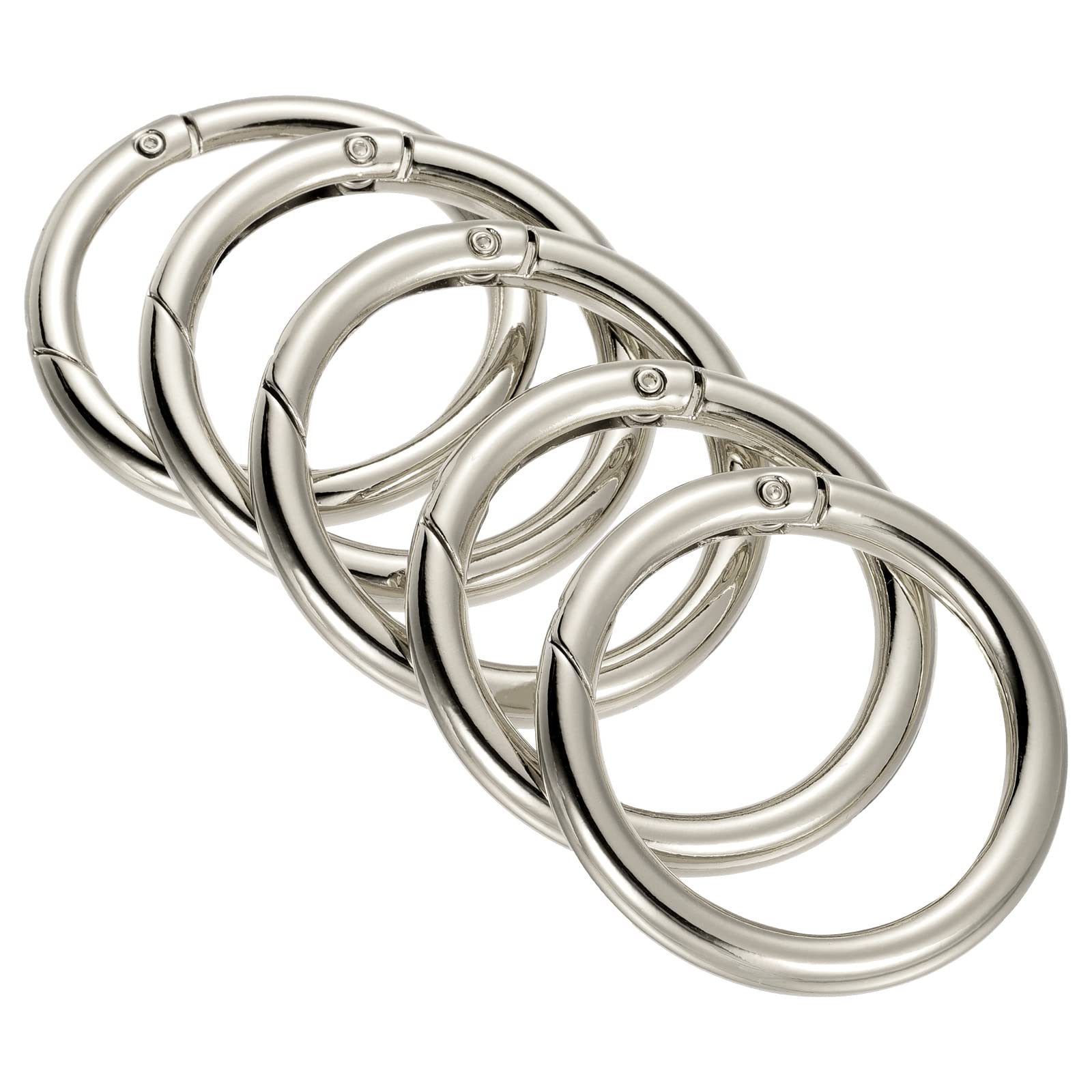 PATIKIL 51x39x6mm Spring Gate O Rings, 5 Pack Round Snap Clip Zinc Alloy for Keyrings Buckle, Silver