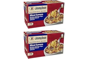 NOS Gourmet Kitchn Jimmy Dean Meat Lovers Breakfast Bowls - 2 Boxes (8 Bowls Each, 16 Bowls Total) - Potatoes, Sausage, Eggs, Cheddar Cheese and Bacon - Frozen Meal