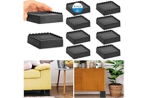 EGTTGIN Bed Risers 1 inch, 2 inch, 3 inch, 4 inch Heavy Duty, Adjustable Furniture Riser for Table Desk Couch Sofa Chair Recliner Leg Frame Dorm, Stackable Bed Raisers Blocks (Black 8 Pack, 1 inch)