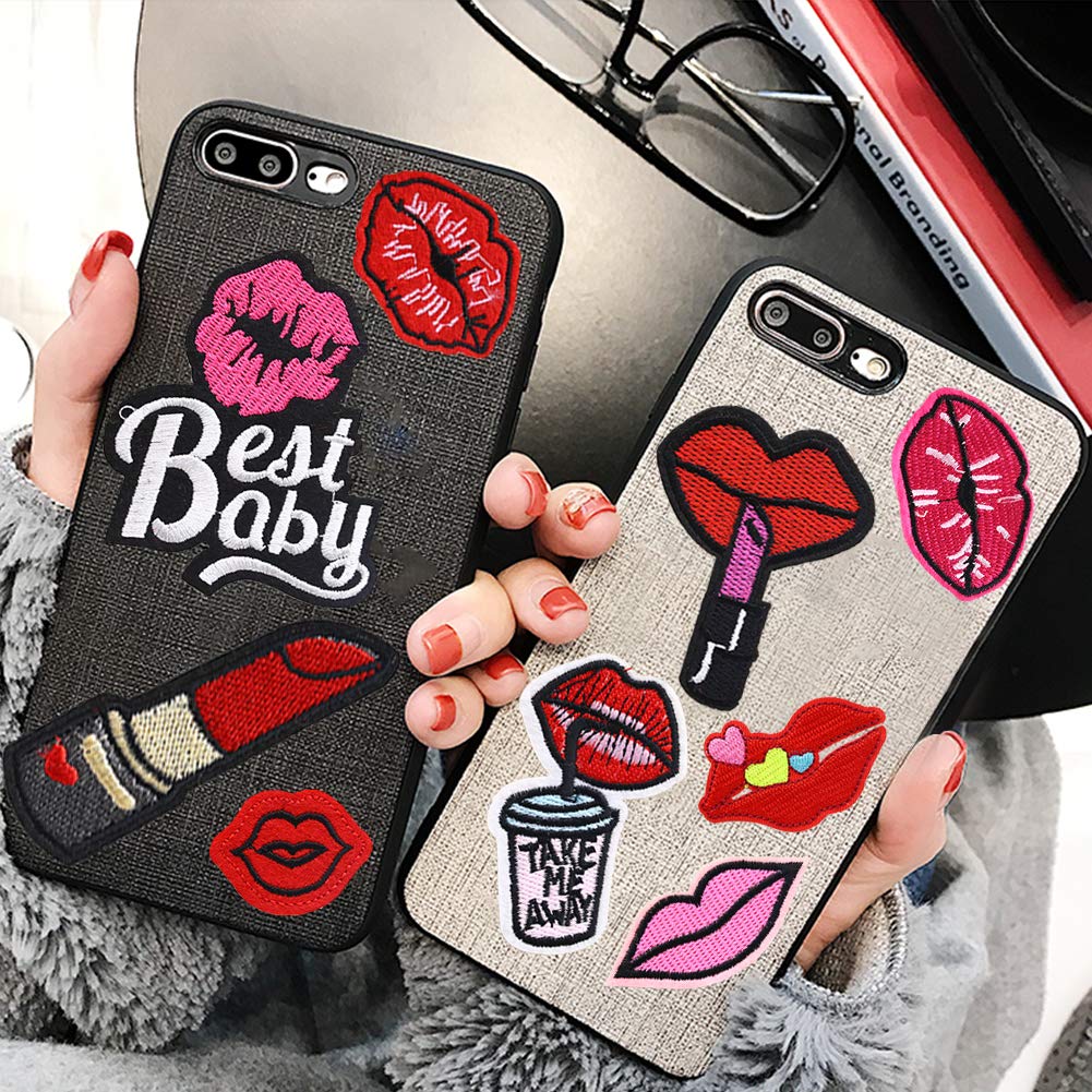 25PCS Lip Embroidered Patches, DIY Assorted Sew On/Iron On Patch Applique Clothes