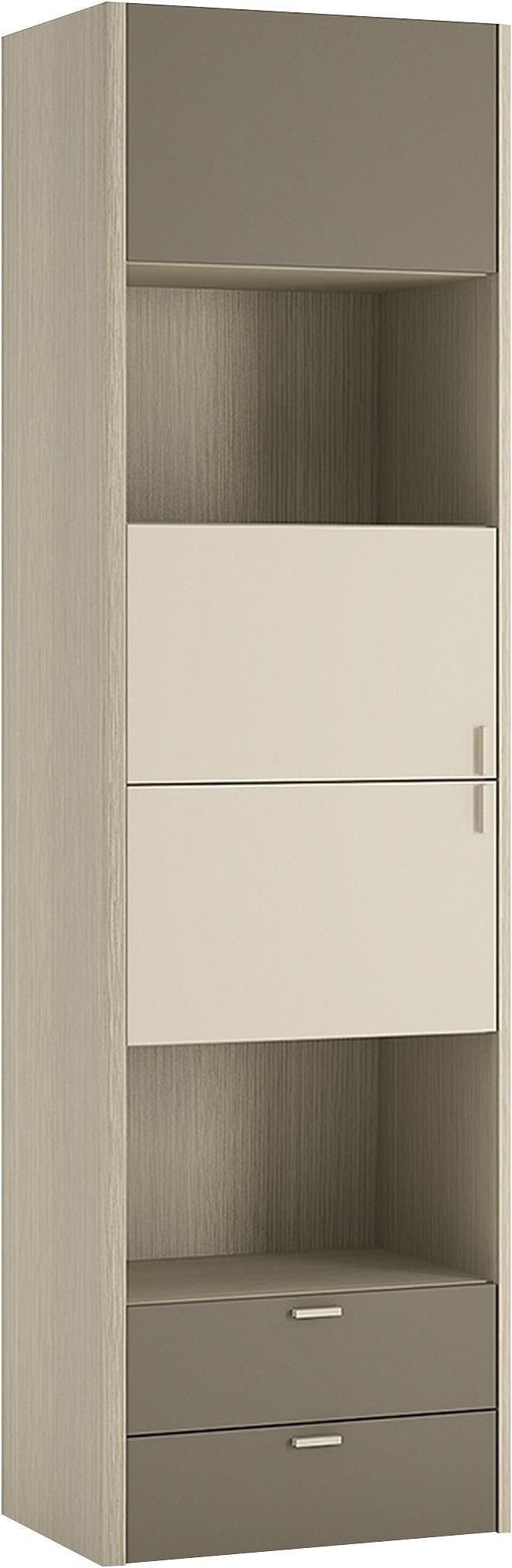 Furniture To Go 3 Door 2 Drawer Tall Cabinet, Light Oak/Cream