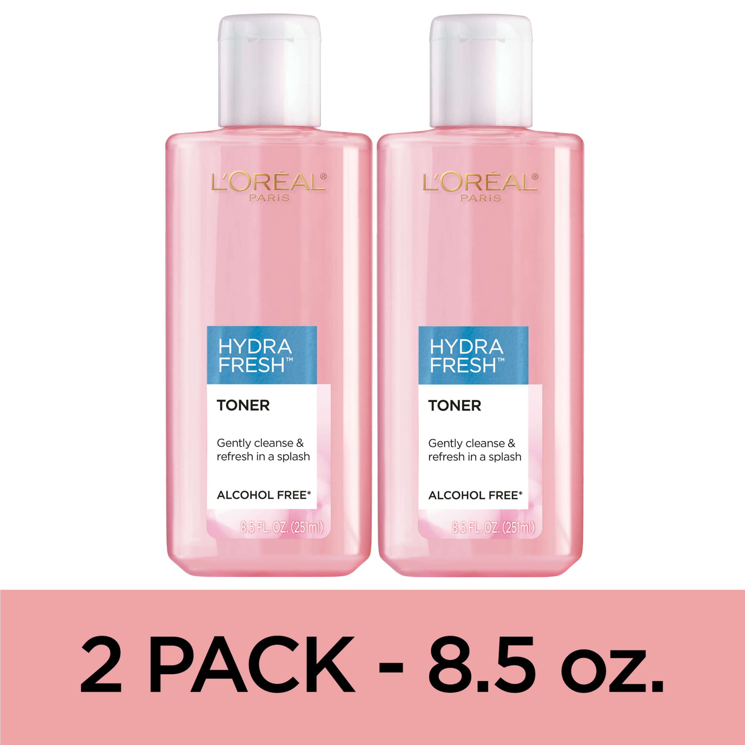 L'Oreal Paris Skincare HydraFresh Toner Face Toner with Pro-Vitamin B5 for a Smoother, Brighter Complexion, 2 Count