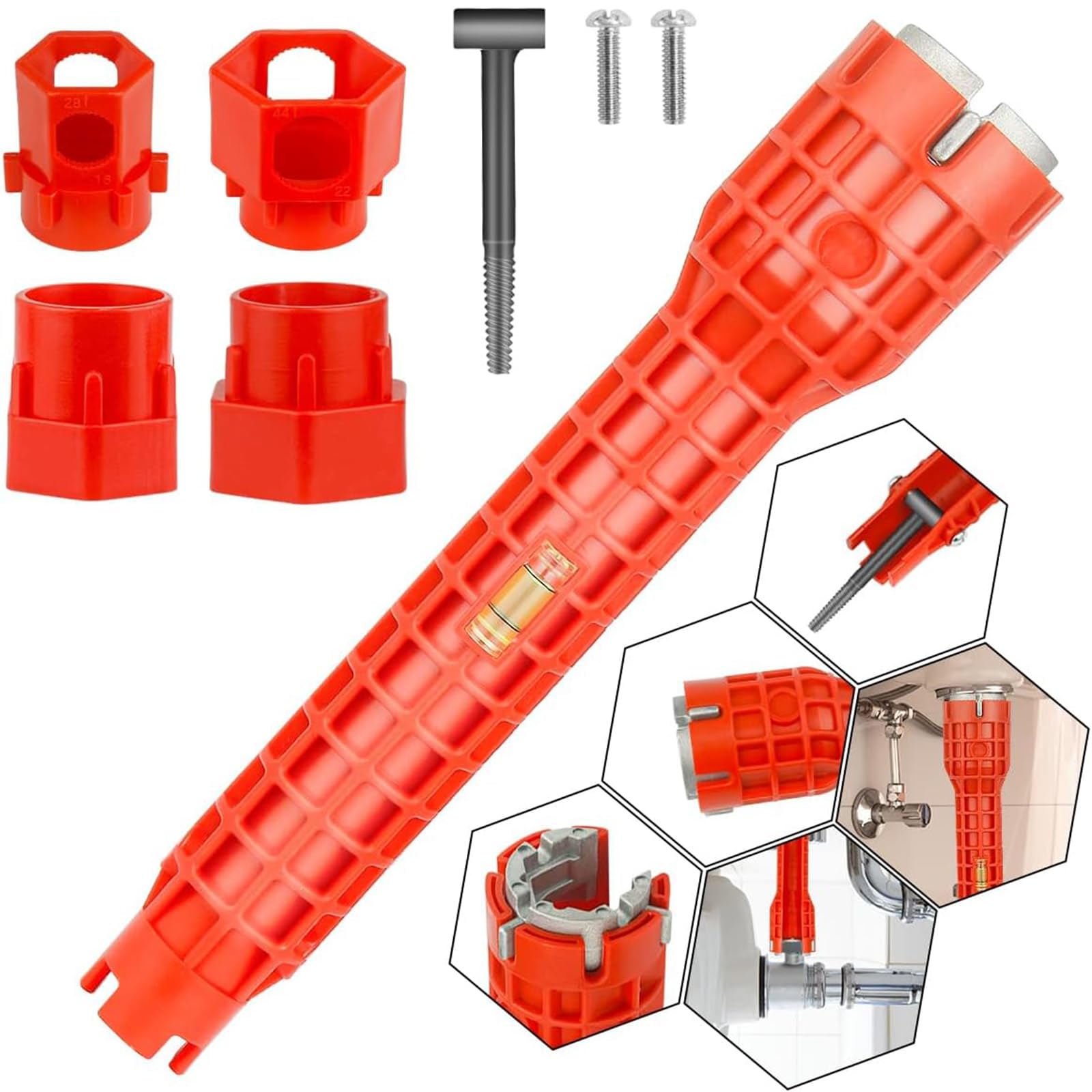 KSVFTB 14 in 1 Tap Spanner, Basin Wrench, Tap Spanner Set with Comfortable Grip, Sink Tap Spanner for Tight Space, Multi-Functional Sink Wrench for Sink, Bathroom and Kitchen Plumbing Repair