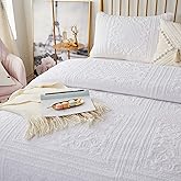 Brandream White Quilts Twin Size Cotton Bedspread Matelasse Bedding Coverlet Set 2-Piece Daybed Single Bed Spreads