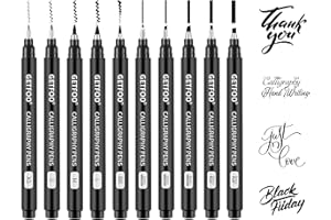 GETFOO Calligraphy Pen Set – 10 Size Hand Lettering Pens for Beginners, calligraphy markers Brush Pens for Art Drawing, Sketching, Scrapbooking, Journaling, Signing