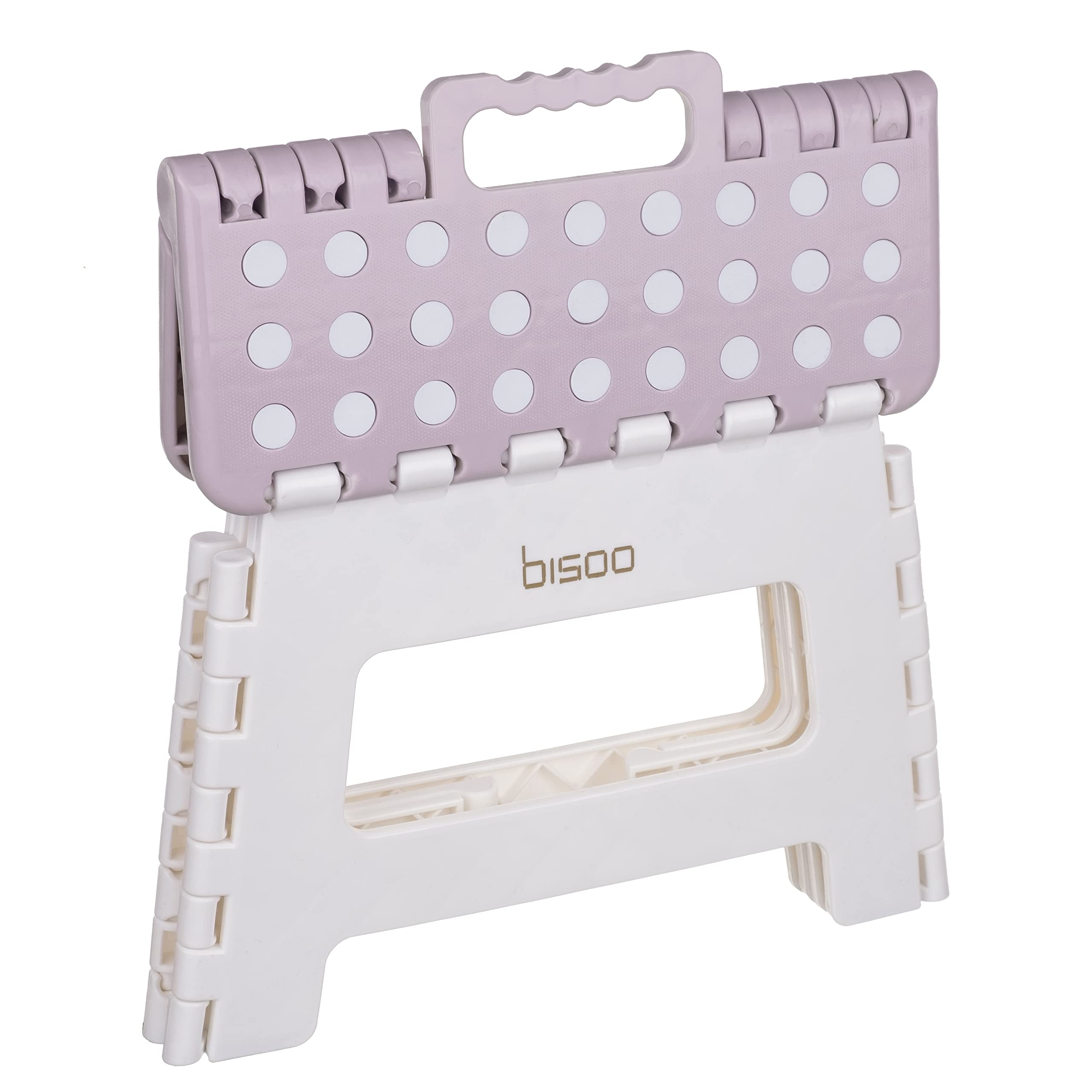 Bisoo Step Stool - 22 cm / 9 in - Folding Step Stool for Toddler Kids & Adults - Cute Color for Bathroom, Kitchen & Bedroom - Small Folding Step Stool Portable, Non-Slip & Up to 265lbs / 120Kg - Pink
