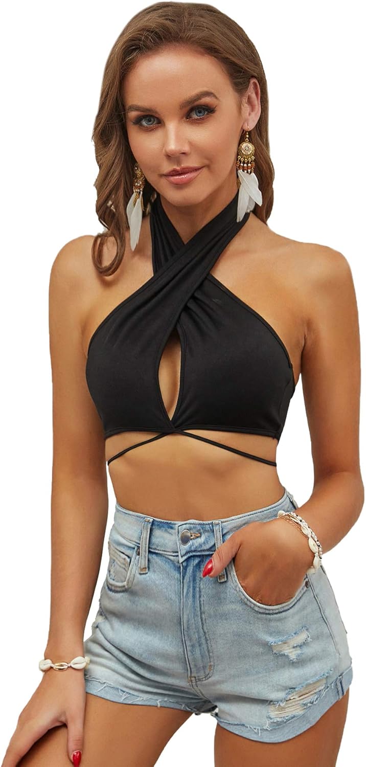 black tie halter top