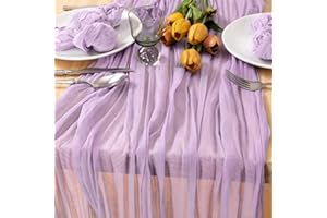 MLMC Lilac Purple Cheesecloth Table Runner 10ft Spring Easter Decor Rustic Gauze Lavender Cheese Cloth Table Runner 35x120 Inches for Bridal Shower Baby Shower Birthday Wedding Decor