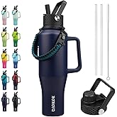 BJPKPK Insulated Water Bottles with Straw Lid, 40oz Metal Water Bottle with 2 lids & Paracord Strap, Double Wall Stainless Steel Tumbler with Handle, Reusable Cups, Mugs, Thermo, Navy Blue