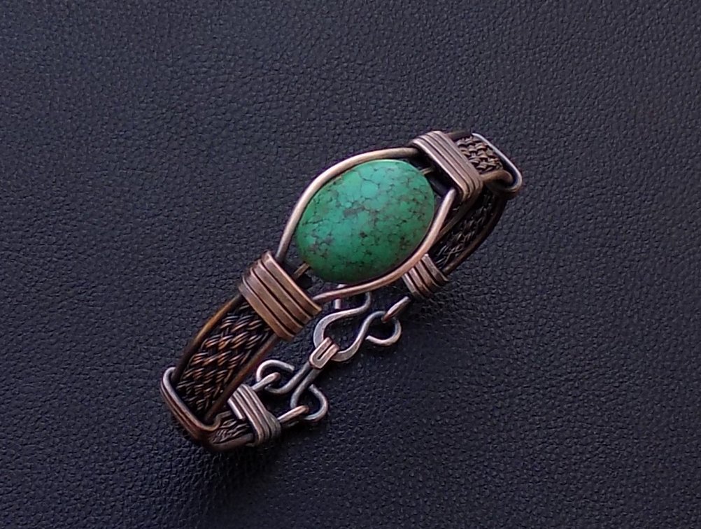 Men turquoise bracelet,Men copper cuff bracelet with green