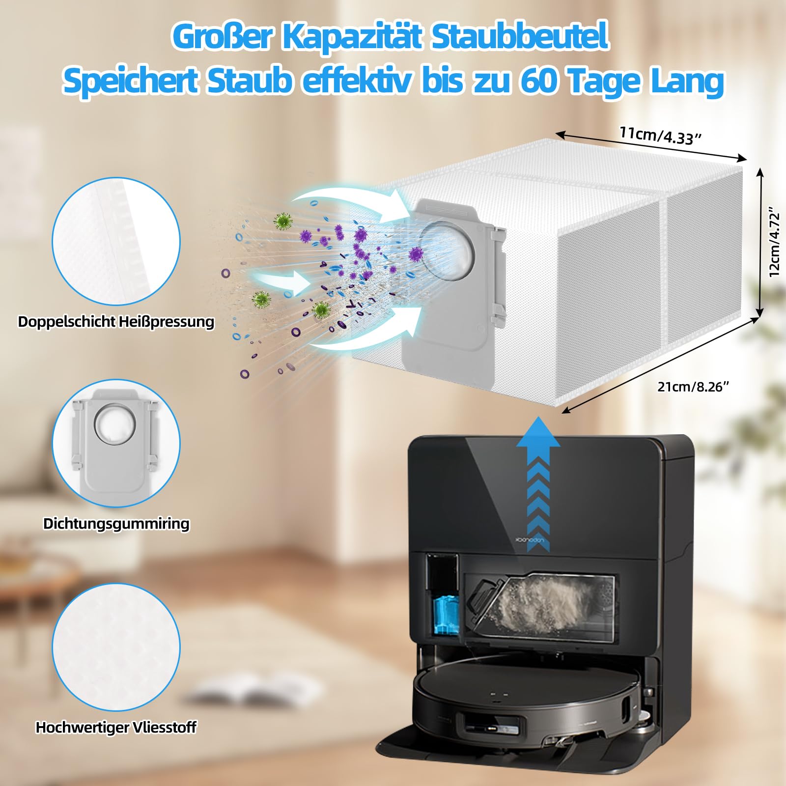 28 Stück Zubehör für Roborock Saros 10R / Qrevo CurvX/Qrevo Curv 2 Pro Saugroboter, Ersatzubehör 4 Hauptbürsten 6 Wischpads 6 Staubbeutel 6 Seitenbürsten 4 Filter 1 Reinigungsbürste 1 Schraubendreher 6