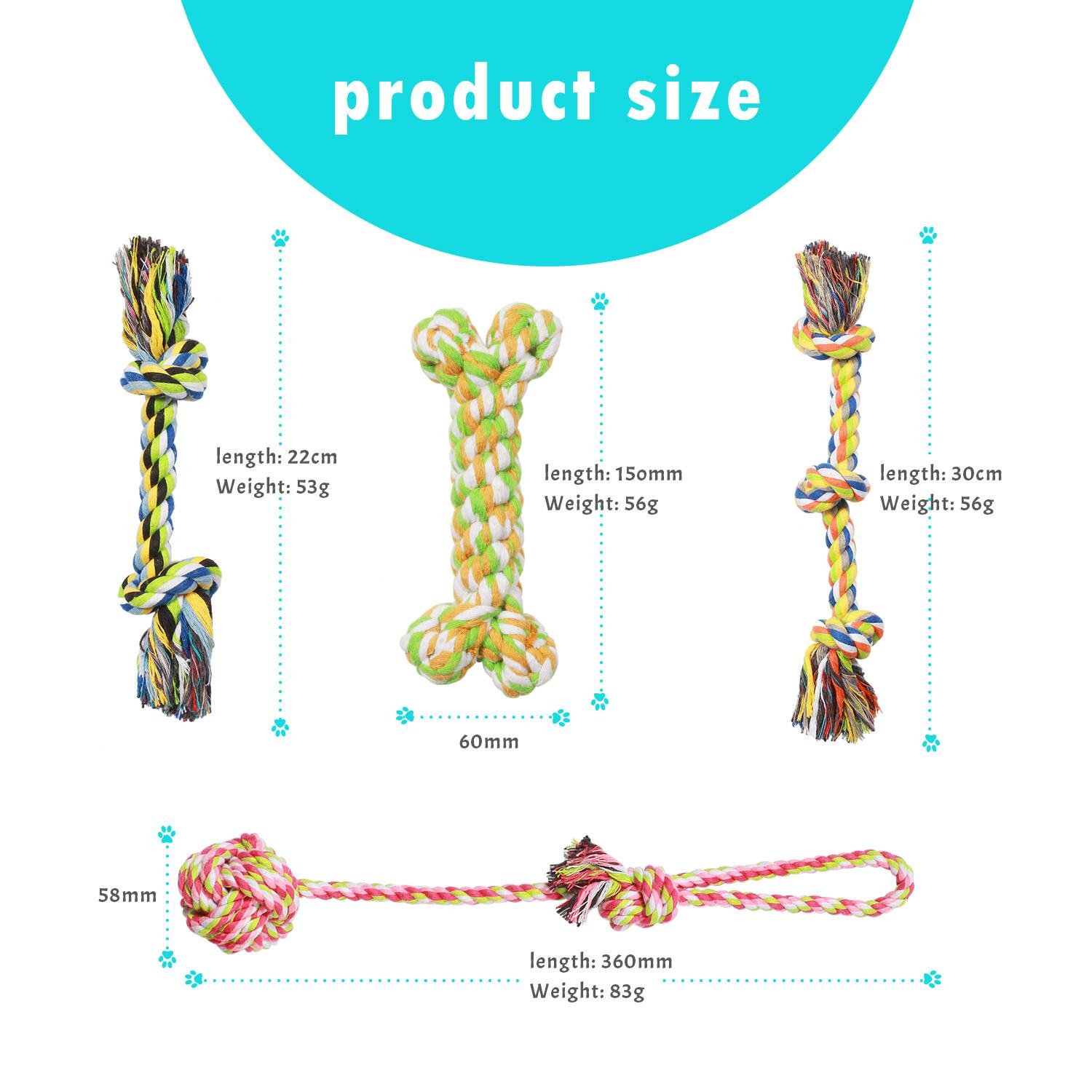 Pecute Dog Toys Puppy Pet Cotton Rope Toys Durable Chew Toy Set for Small and Medium Dogs - 6 Pack