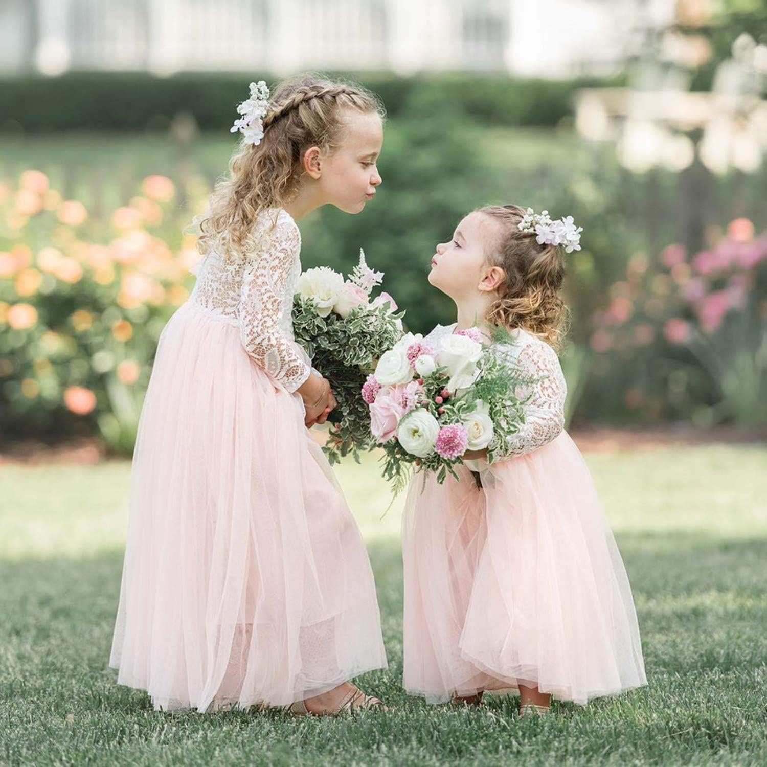 2Bunnies Girl Peony Lace Back A-Line Straight Tutu Tulle Party Flower Girl Dresses: Clothing