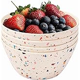 ilohaus Bamboo Bowl Set of 4 – 6 Inch 20 oz Durable Deep Cereal and Snack Dishware for Kids and Toddlers – BPA Free, Dishwasher Safe, Lightweight Alternative to Plastic or Ceramic (Confetti Design)