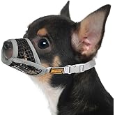 Mayerzon Dog Muzzle for Biting, Soft Breathable Mesh Muzzle for Small Dogs | For Chihuahua, Yorkshire Terrier, Adjustable Dog Mouth Cover for Grooming, Chewing, Vet Visits | Grey Trim, XXS