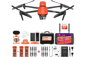 Autel Robotics EVO II Dual 640T Enterprise V3, Support Remote ID, 640*512@30 fps Thermal Imaging, 0.8" RYYB CMOS 8K Sensor, 10+ Temperature Measurement Modes, DRI Ranges for Subject's Identity, F-ree Thermal Analysis Tool, 42 Mins Flight,15KM Transmission, 1-16x Zoom, 7.9'' Smart Controller V3 Rugged Bundle, w/ Strobe/ Spotlight/ Loudspeaker, Version 3